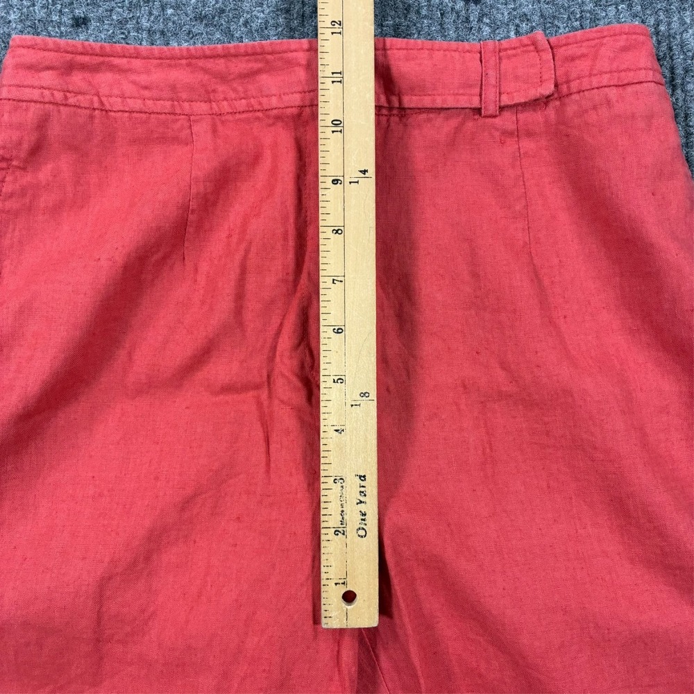 Apostrophe 100% Linen Cropped Pants Womens Size 6 Coral Casual High Rise - Picture 7 of 10